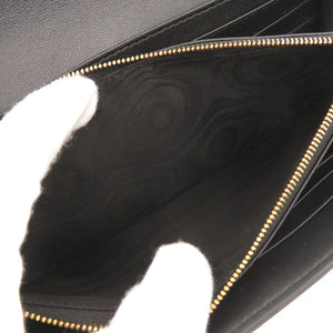 新品同様 クリスチャンディオール Caro Orchid カナージュ カーフスキン ブラック 長財布 黒 0068【中古】Christian Dior