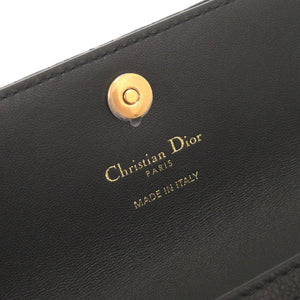 新品同様 クリスチャンディオール Caro Orchid カナージュ カーフスキン ブラック 長財布 黒 0068【中古】Christian Dior