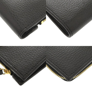 美品 グッチ GGマーモント ダブルG 546588 レザー ブラック 二つ折り財布 黒 0069【中古】GUCCI