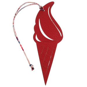 新品同様 エルメス プティアッシュ アイスクリーム レザー レッド 青赤 キーホルダー 0070【中古】HERMES