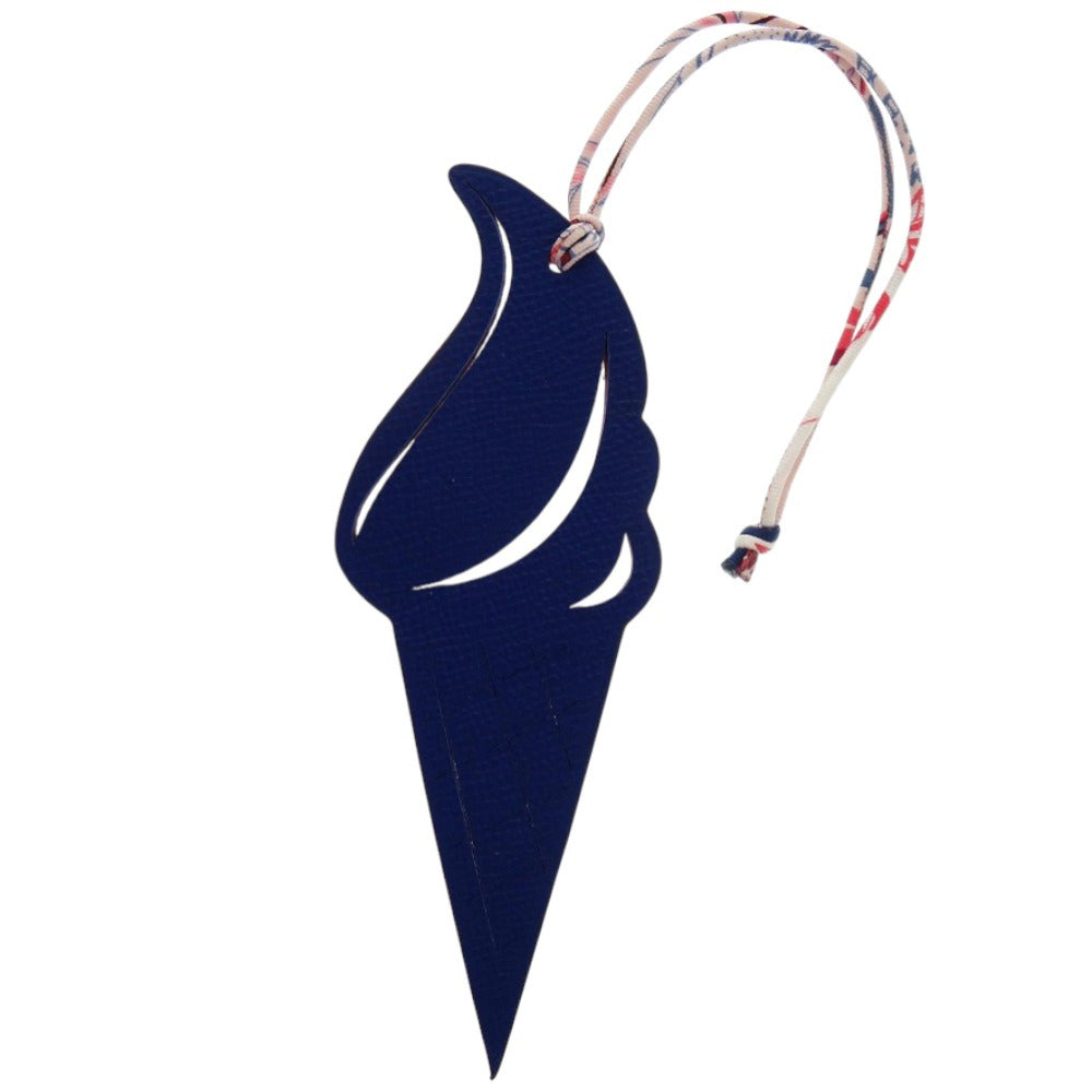 新品同様 エルメス プティアッシュ アイスクリーム レザー レッド 青赤 キーホルダー 0070【中古】HERMES