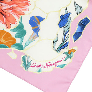 未使用品 サルヴァトーレフェラガモ 花柄 シルク マルチカラー スカーフ 0075【中古】Salvatore Ferragamo