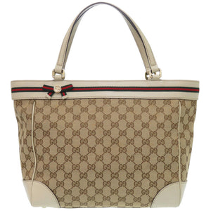 美品 グッチ シェリーライン 257061 GGキャンバス ベージュ トートバッグ 0087【中古】GUCCI