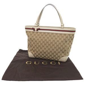 美品 グッチ シェリーライン 257061 GGキャンバス ベージュ トートバッグ 0087【中古】GUCCI