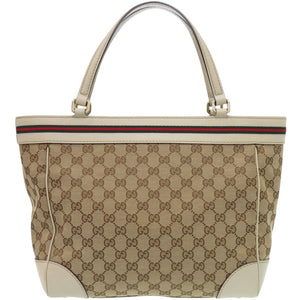 美品 グッチ シェリーライン 257061 GGキャンバス ベージュ トートバッグ 0087【中古】GUCCI