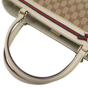 美品 グッチ シェリーライン 257061 GGキャンバス ベージュ トートバッグ 0087【中古】GUCCI