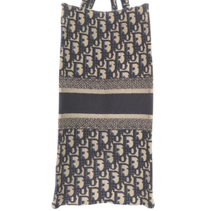 美品 クリスチャンディオール ブックトート ラージ オブリーク M1286ZRITX キャンバス ネイビー トートバッグ 0095【中古】Christian Dior