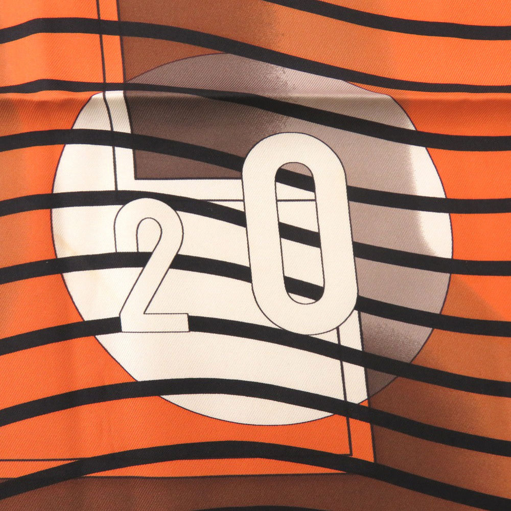 エルメス カレ90 H20 シルク オレンジ ブラック ブラウン スカーフ 0109【中古】HERMES