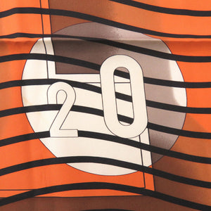 エルメス カレ90 H20 シルク オレンジ ブラック ブラウン スカーフ 0109【中古】HERMES