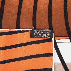 エルメス カレ90 H20 シルク オレンジ ブラック ブラウン スカーフ 0109【中古】HERMES
