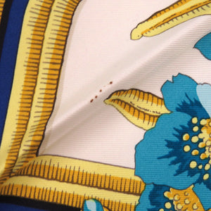 美品 エルメス カレ90 Caraibes カリブ鳥 スカーフ シルク ブルー 青 0113【中古】HERMES