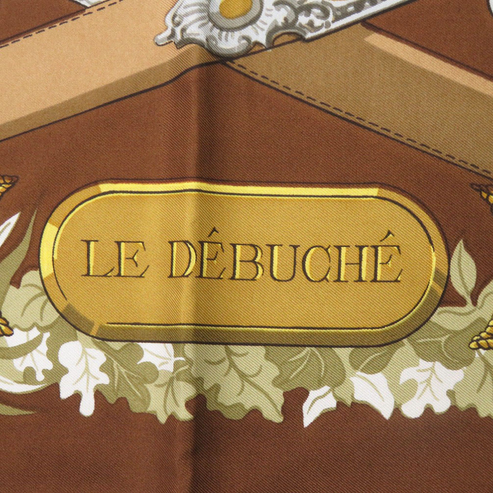 美品 エルメス
 カレ90 LE DEBUCHE 狩り 乗馬 スカーフ
 シルク ブラウン 0114
【中古】HERMES レディース