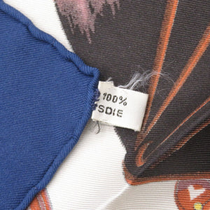 美品 エルメス カレ90 LES VOITURES A TRANSFORMATION 折り畳み式幌馬車 シルク ブルー スカーフ 青 0117【中古】HERMES