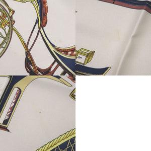 美品 エルメス カレ90 LES VOITURES A TRANSFORMATION 折り畳み式幌馬車 シルク ブルー スカーフ 青 0117【中古】HERMES