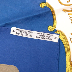 美品 エルメス カレ90 トルコの馬 Cheval Turc シルク ブルー 青 スカーフ 0118【中古】HERMES