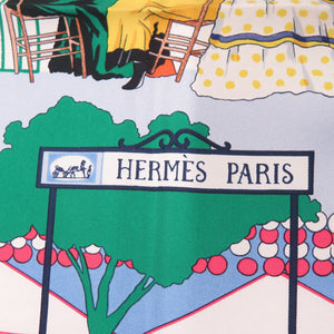 美品 エルメス カレ90 FERIA DE SEVILLA セビリアの休日 シルク グリーン スカーフ 緑 0119【中古】HERMES