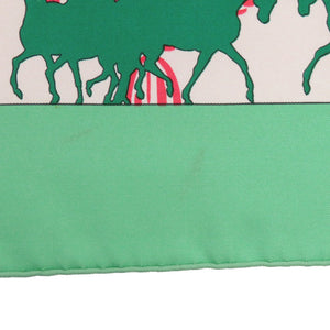 美品 エルメス カレ90 FERIA DE SEVILLA セビリアの休日 シルク グリーン スカーフ 緑 0119【中古】HERMES