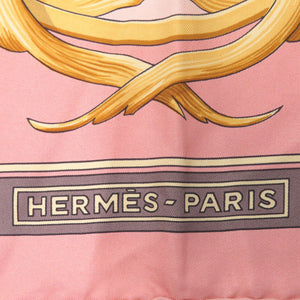 美品 エルメス カレ90 帝王学 シルク ピンク スカーフ 0120【中古】HERMES