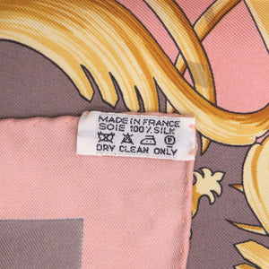 美品 エルメス カレ90 帝王学 シルク ピンク スカーフ 0120【中古】HERMES