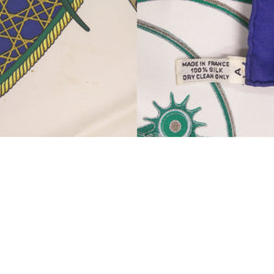 エルメス カレ90 LES VOITURES A TRANSFORMATION 折り畳み式幌馬車 シルク ブルー スカーフ 青 0121【中古】HERMES