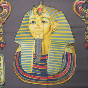 美品 エルメス カレ90 TUTANKHAMUN ツタンカーメン シルク グレー スカーフ 0123【中古】HERMES