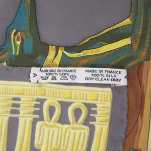 美品 エルメス カレ90 TUTANKHAMUN ツタンカーメン シルク グレー スカーフ 0123【中古】HERMES