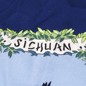 エルメス カレ90 SICHUAN 四川省 シルク ネイビー スカーフ 0124【中古】HERMES