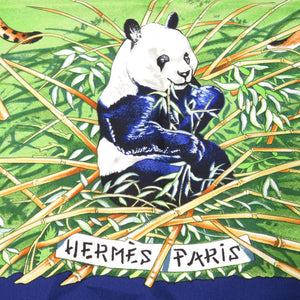 エルメス カレ90 SICHUAN 四川省 シルク ネイビー スカーフ 0124【中古】HERMES