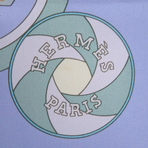 エルメス カレ90 シーケンス SEQUENCES シルク ミズイロ フジイロ ライトブルー ライトパープル スカーフ 0131【中古】HERMES