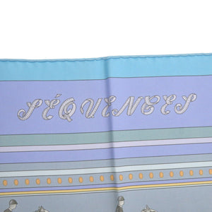 エルメス カレ90 シーケンス SEQUENCES シルク ミズイロ フジイロ ライトブルー ライトパープル スカーフ 0131【中古】HERMES
