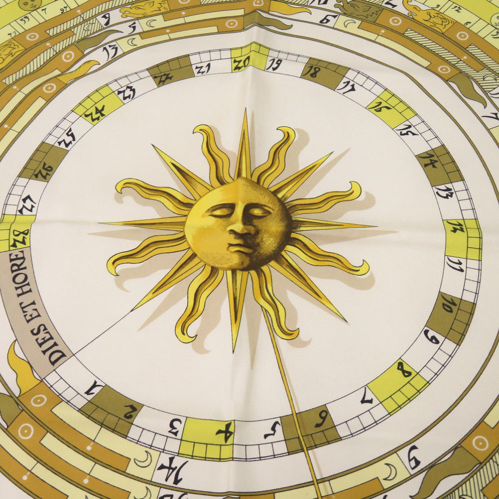 エルメス カレ90 DIES ET HORE 占星術 シルク ベージュ スカーフ 0132【中古】HERMES