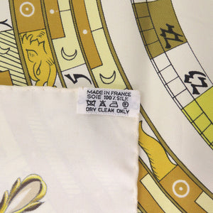 エルメス カレ90 DIES ET HORE 占星術 シルク ベージュ スカーフ 0132【中古】HERMES
