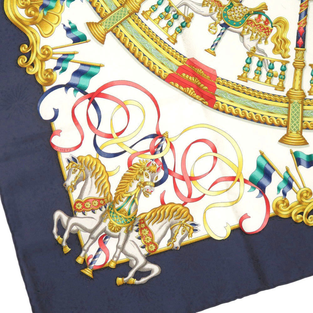 美品 エルメス カレ90 LUNA PARK 遊園地 シルク マルチカラー スカーフ 0133【中古】HERMES