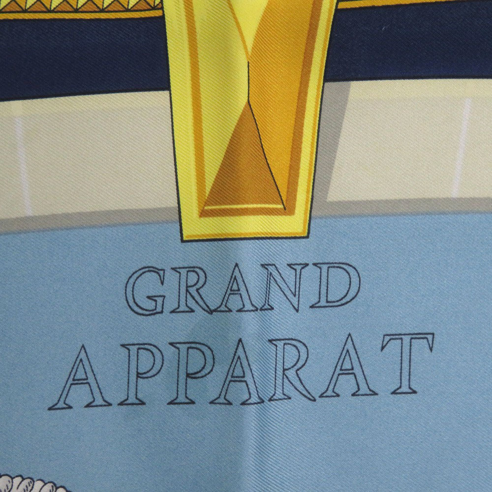 エルメス カレ90 盛装の馬 GRAND APPARAT シルク ネイビー ライトブルー ゴールド マルチカラー スカーフ 0140【中古】HERMES