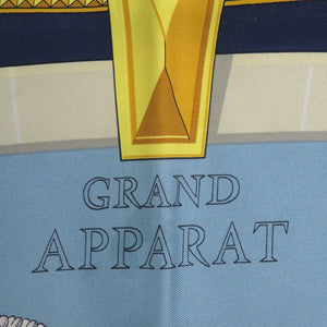 エルメス カレ90 盛装の馬 GRAND APPARAT シルク ネイビー ライトブルー ゴールド マルチカラー スカーフ 0140【中古】HERMES