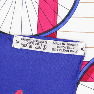 美品 エルメス カレ90 LES BECANES 自転車 シルク ブルー スカーフ 青 0141【中古】HERMES
