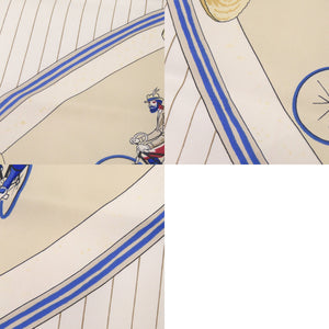 美品 エルメス カレ90 LES BECANES 自転車 シルク ブルー スカーフ 青 0141【中古】HERMES