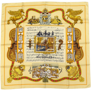 美品 エルメス カレ90 IN SALZBURG ザルツブルグにて シルク イエロー 黄 スカーフ 0145【中古】HERMES