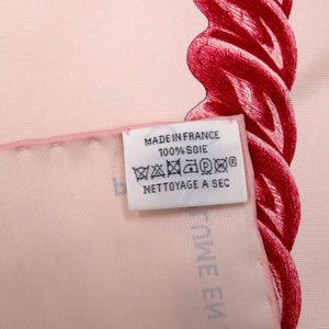 美品 エルメス カレ90 切っても切れない仲間 Nous Sommes Inséparables シルク ローズ テ ルージュH ブロンズ ピンク スカーフ 0146【中古】HERMES