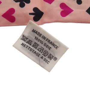 エルメス ツイリー トランプ Jeu de Cartes ジュドーカルト シルク ローズナクレ フューシャ ルージュ ピンク スカーフ 0147【中古】HERMES