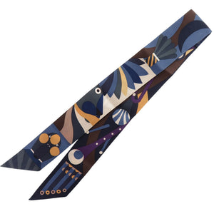 美品 エルメス ツイリー Parade en Fanfare パラード・アン・ファンファーレ シルク アルドワーズ ブルージーン ベージュ スカーフ 0154【中古】HERMES