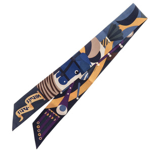 美品 エルメス ツイリー Parade en Fanfare パラード・アン・ファンファーレ シルク アルドワーズ ブルージーン ベージュ スカーフ 0154【中古】HERMES