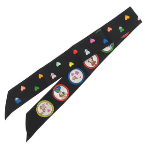 エルメス ツイリー ティータイム Tea Time シルク ノワール ルージュ ブラック レッド スカーフ 0157【中古】HERMES