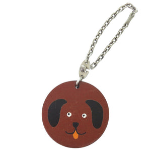 エルメス アニマルチャーム 犬 レザー/シルバー925 ブラウン キーホルダー 茶 0161【中古】HERMES