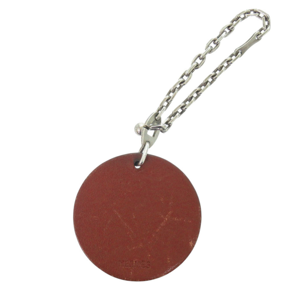 エルメス アニマルチャーム 犬 レザー/シルバー925 ブラウン キーホルダー 茶 0161【中古】HERMES