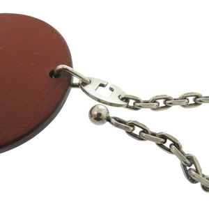 エルメス アニマルチャーム 犬 レザー/シルバー925 ブラウン キーホルダー 茶 0161【中古】HERMES