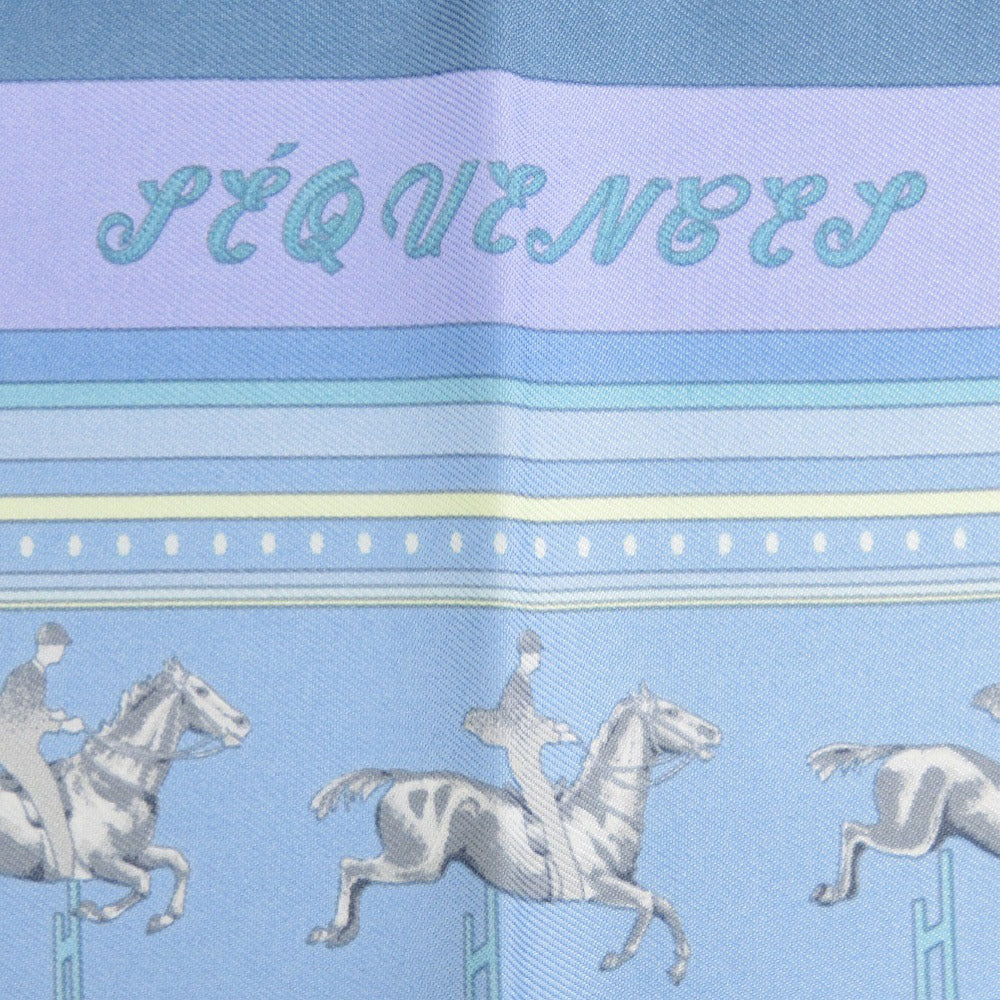 美品 エルメス カレ45 プチカレ シーケンス SEQUENCES シルク ミズイロ ライトブルー ライトパープル スカーフ 0164【中古】HERMES