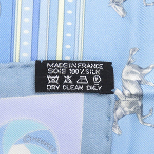 美品 エルメス カレ45 プチカレ シーケンス SEQUENCES シルク ミズイロ ライトブルー ライトパープル スカーフ 0164【中古】HERMES