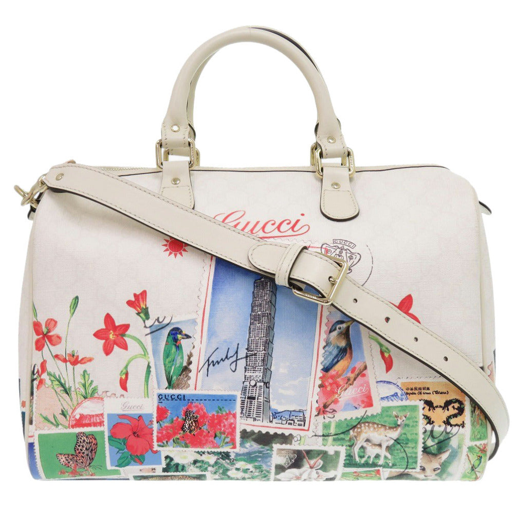 新品同様 グッチ 2WAY TAIPEI Limited Edition 101 310085 レザー ホワイト ボストンバッグ 白 0173【中古】GUCCI