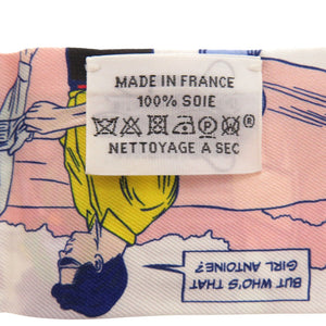 エルメス ツイリー WOW アメコミ柄 シルク グリス ローズ ヴェール スカーフ 0197【中古】HERMES